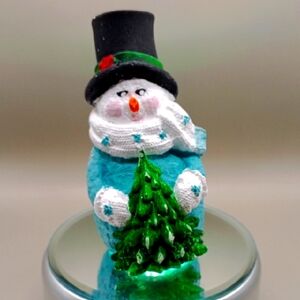 Hand Made 💕 Festive Snowman Figurine with Green Tree